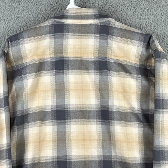 Vuori Mens Plaid Flannel Shirt Tan Grey Long Sleeve Button Down V1142 Size M - Picture 6 of 13